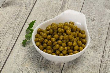 Canned Green peas in the bowl
