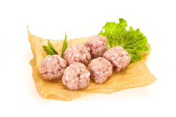 Homemade raw pork minced meatball for cooking