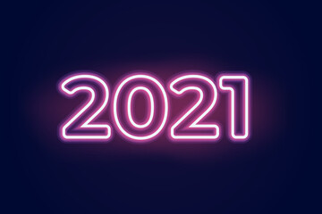 Neon sign text banner 2021. Vector illustrator