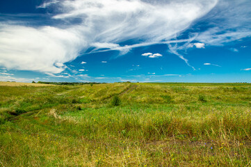 Landscape with rural road and sky