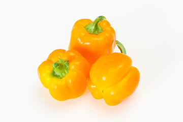 Yellow Bell pepper with leaves