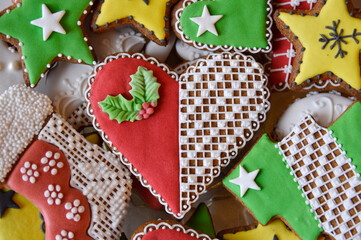 colorful Christmas gingerbread cookies