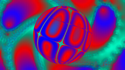 Abstract background with a red and blue sphere.