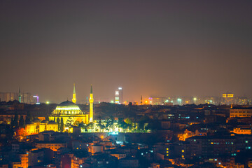 Fototapeta na wymiar Faith Camii mosque viewed at night. Istanbul. Turkey