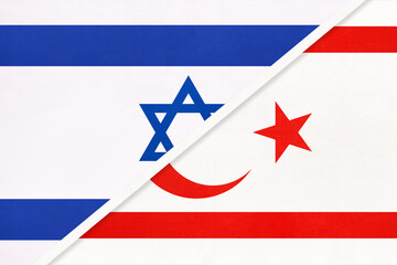 Israel and Northern Cyprus or TRNC, symbol of national flags from textile.