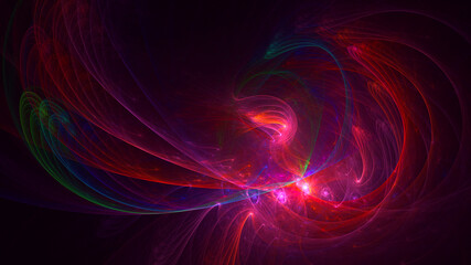 3D rendering abstract multicolor fractal light background