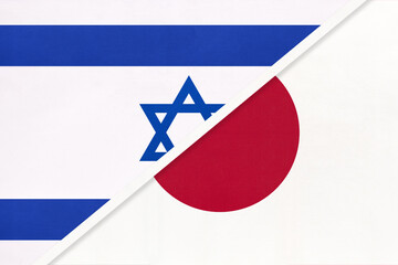 Israel and Japan, symbol of national flags from textile.