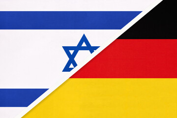 Israel and Germany, symbol of national flags from textile.