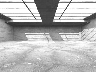 Dark Concrete Wall Architecture. Empty Room