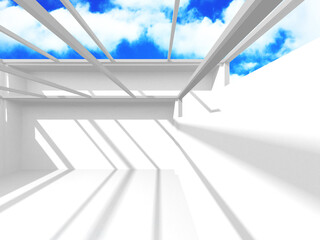 Obraz premium Empty white architecture with sky view