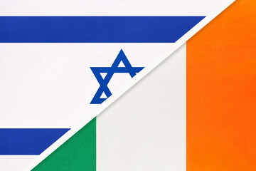 Israel and Ireland, symbol of national flags from textile.