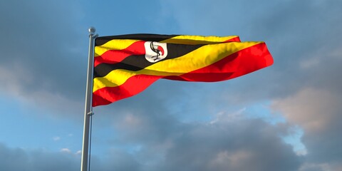 3d rendering of the national flag of the Uganda