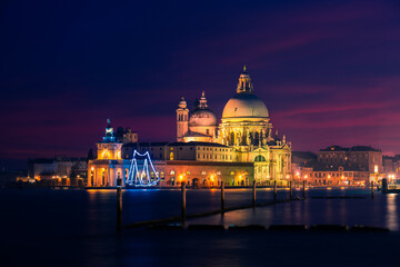 Fototapeta na wymiar Santa Maria della Salute cathedral at dusk in Venice, Italy 