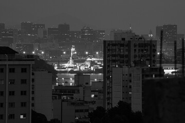 Iron part of the beams of the initial stage of a construction, and a large urban city in the...