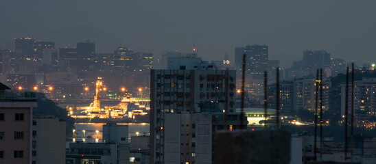 Iron part of the beams of the initial stage of a construction, and a large urban city in the...