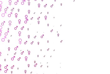 Light pink vector template with man, woman symbols.