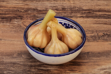 Marinated garlic in the bowl