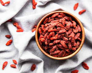 Dry red goji berries for a healthy diet.