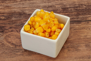 Sweet corn seeds in the bowl