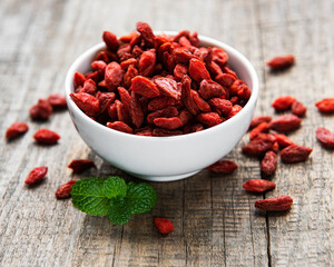 Dry red goji berries for a healthy diet.