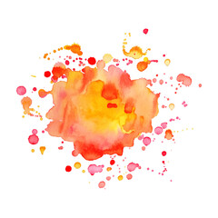 Colorful abstract watercolor stain with splashes and spatters.