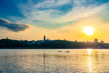 Kiev Pechersk Lavra or the Kiev Monastery of the Caves at sunset