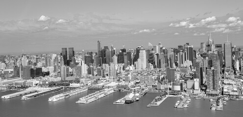 NEW YORK CITY - JUNE 2013: Helicopter view of Manhattan skyline