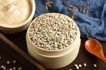 Barley seed rice on the background of retro Chinese style