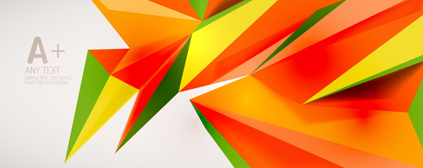 Vector triangle geometric backgrounds. Low poly 3d shape on light backdrop. Vector illustration for covers, banners, flyers and posters and other designs