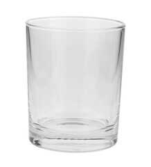 Empty glass beaker isolated on white background close up.
