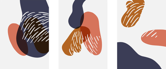 Hand drawn doodle shapes, wall art painting style, vector abstract background templates. A4 poster design or for covers, banners, flyers