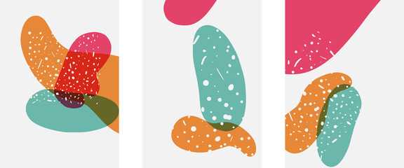 Hand drawn doodle shapes, wall art painting style, vector abstract background templates. A4 poster design or for covers, banners, flyers