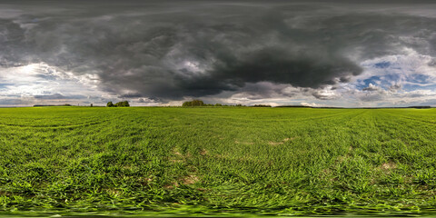 full seamless spherical hdri panorama 360 degrees angle view on among fields in summer day with...