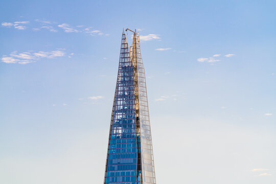 Close-up of the top of the Shard - London,England, 5th August 2018