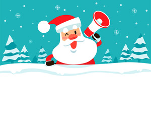 santa claus holding megaphone on top of blank space