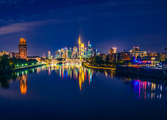 Fototapeta na wymiar Skyline of Frankfurt at night. Germany 