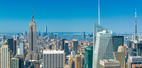 Fototapeta na wymiar NEW YORK CITY - JUNE 2013: Buildings of Manhattan on a summer day