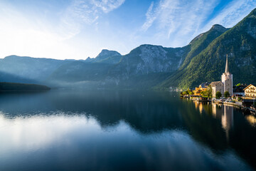 Hallstatt lake in Austria in morning light. Europe