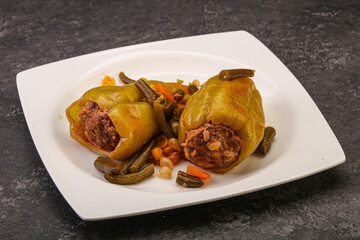 Baked stuffed bell pepper with meat