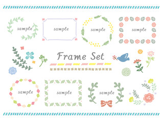 かわいい手描きのフレームセット
