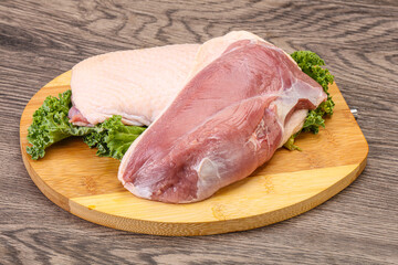 Raw duck breast for cooking