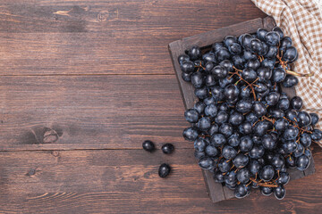Fresh Dark blue purple grape isolated on white background.