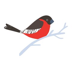Cartoon bullfinch isolated on a white background