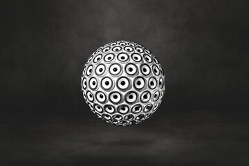 Speakers sphere on a black studio background