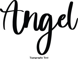 Angel Cursive Calligraphy Text on White Background