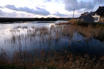 The small village of Kerignon just in front of the salt marshes of Guérande. (west of France - december 2020)