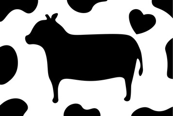 年賀状　シンプル　おしゃれ　白黒　牛　2021年　横