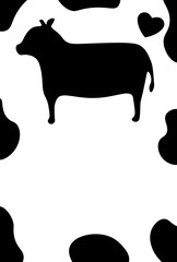 年賀状　シンプル　おしゃれ　白黒　牛　2021年　縦