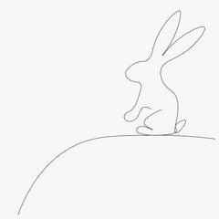 Easter bunny line drawing, vector illustration