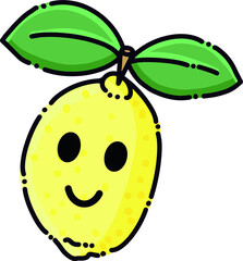 Kawaii lemon on a white background